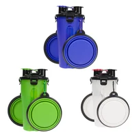 

manufacturer wholesale 2 in 1portable travel dispenser multifunctional dog water bottle with two silicone collapsible bowls