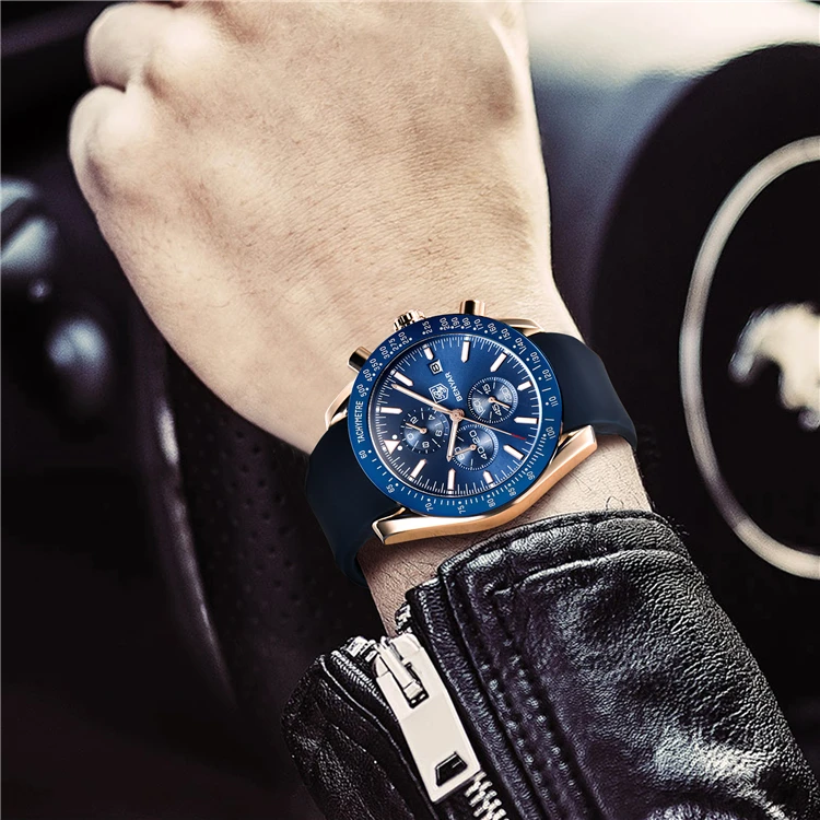 BENYAR 5140 Men Quartz Watches Silicone Band Wristwatch