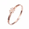 wholesale Four Leaf Clover Ring Jewelry 18K Solid Rose Gold Au750 Diamond Cubic Zirconia Female Ring