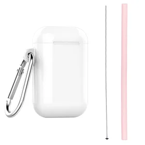 Image of Amazon Hot Sale Food Grade Reusable Portable Collapsible Drinking Silicone Straw set