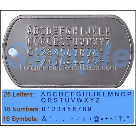 52 Characters Manual GI number plate embossing machine Military Dog Tag embosser machine