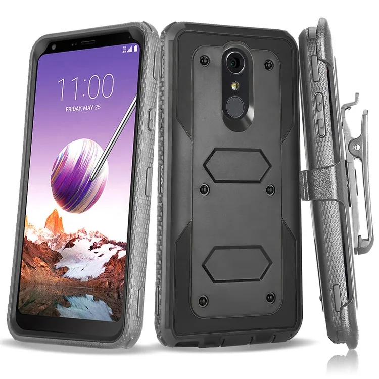 

2 in 1 tpu pc belt clip back phone case for LG Q Stylo 4, for LG Q Stylo 4 case kickstand