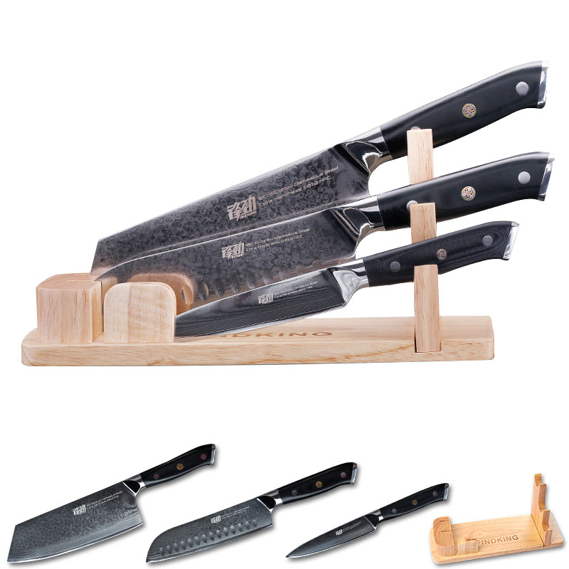 

FINDKING Japanese damascus steel kitchen knife set with block