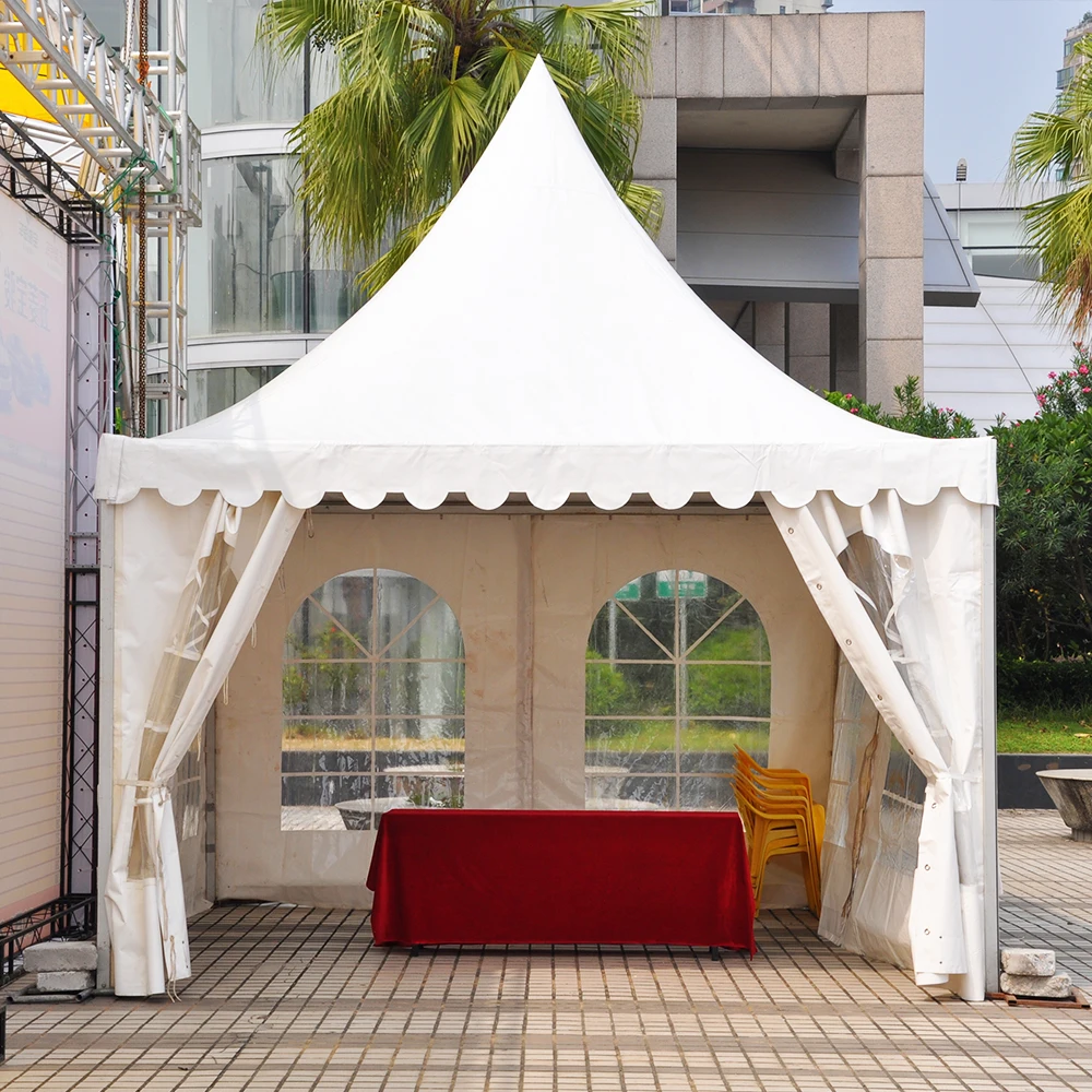 White pvc design top height polygonal hexagonal gazebo tent