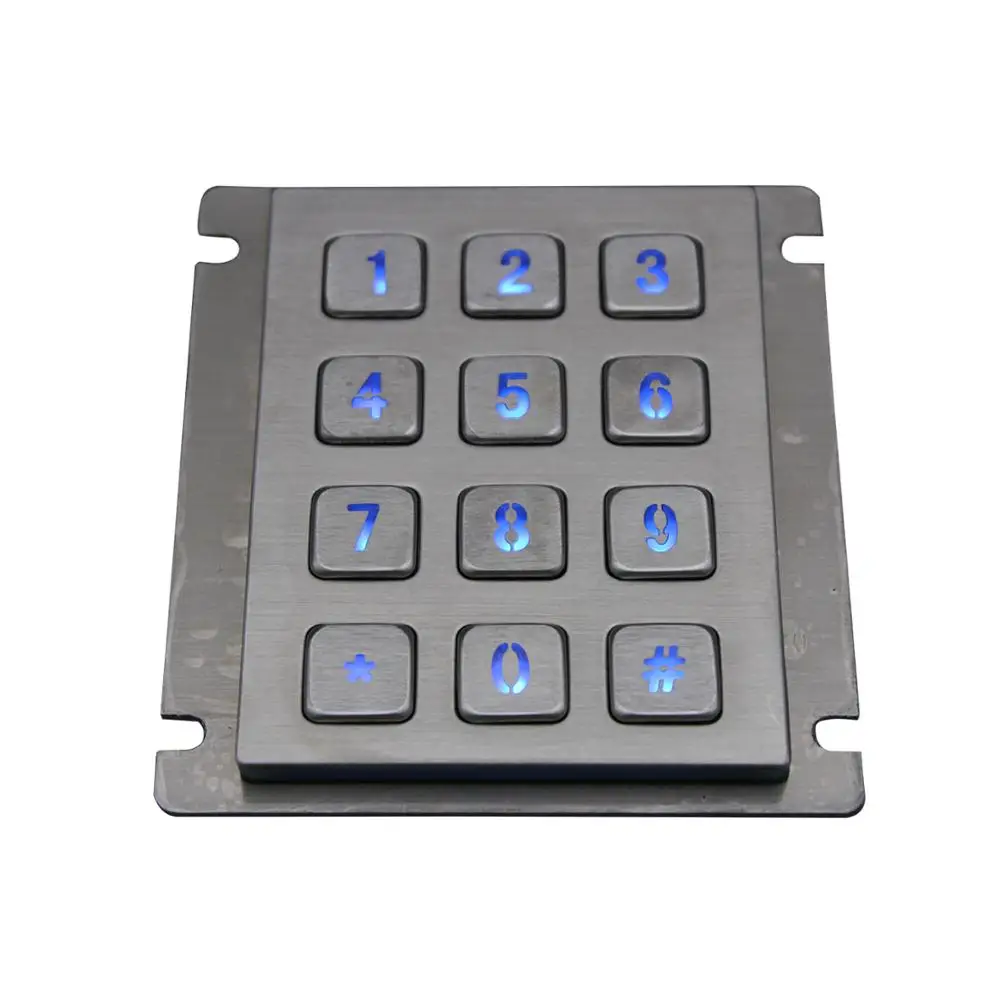 

Outdoor 12 Keys 3X4 Matrix ATM Kiosk Access Control CNC Industrial LED Backlit Backlight Metal Numeric Keypad, N/a