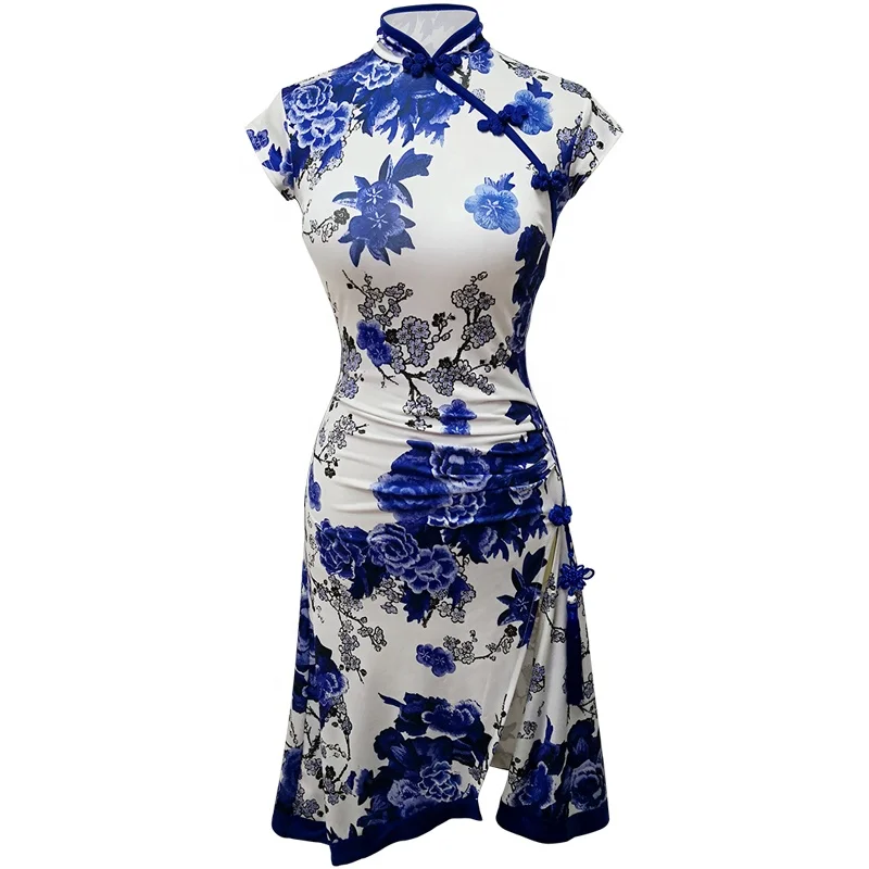 
Custom modern chinese dress hot sexy short cheongsam costume with with chinese kont tassel 