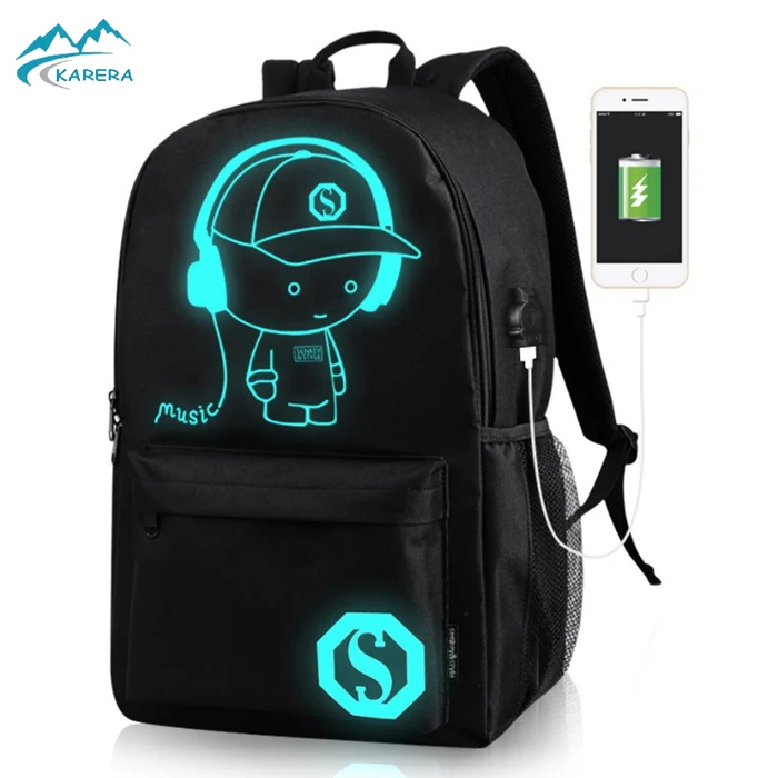 

Customizable LOGO Luminous Cross body Bag School Backpack Travel Backpack Girl and Boy, Blue