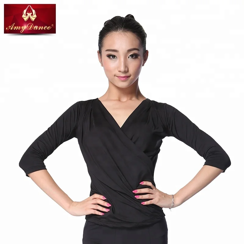 
Medium long sleeve v-neck latin ballroom dance top woman 