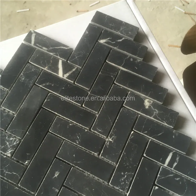 China Nero Marquina Black Marble 1x4 Inch Herringbone Mosaic Tile For Bathroom Floor And Wall Buy High Quality Black Marble Mosaic Herringbone Mosaic Tile Black Marquina Mosaic Product On Alibaba Com