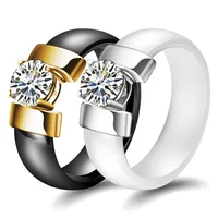 

New fashion stainless steel aaa cz ceramic rings jewelry women