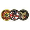 Custom liberty eagle 3d embossed US flag plated metal army round iron coin