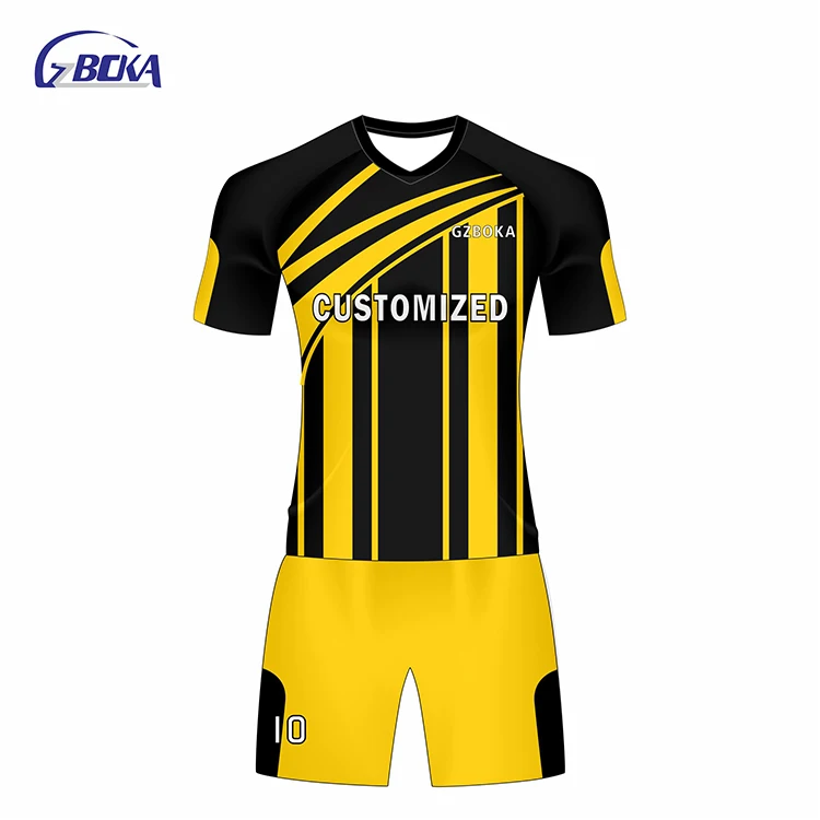 

Wholesale cheap football jersey soccer shirt black yellow sublimation soccer uniforms for teams, Any color is available