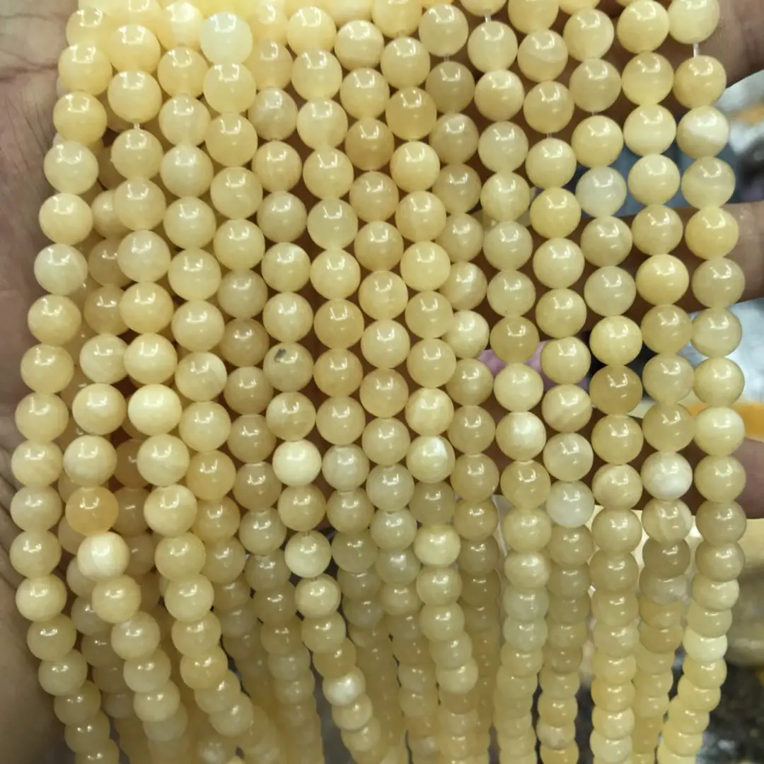 

8mm round natural honey yellow jade beads