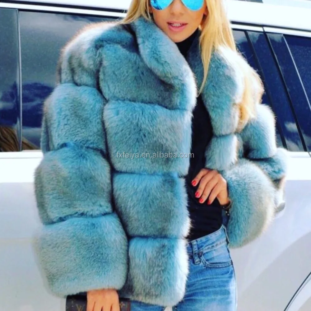 

2016 Finland Whole Skin Blue Fox Fur Overcoat Jacket Women Genuine Fur Coat, We can do any color finland fox fur coats