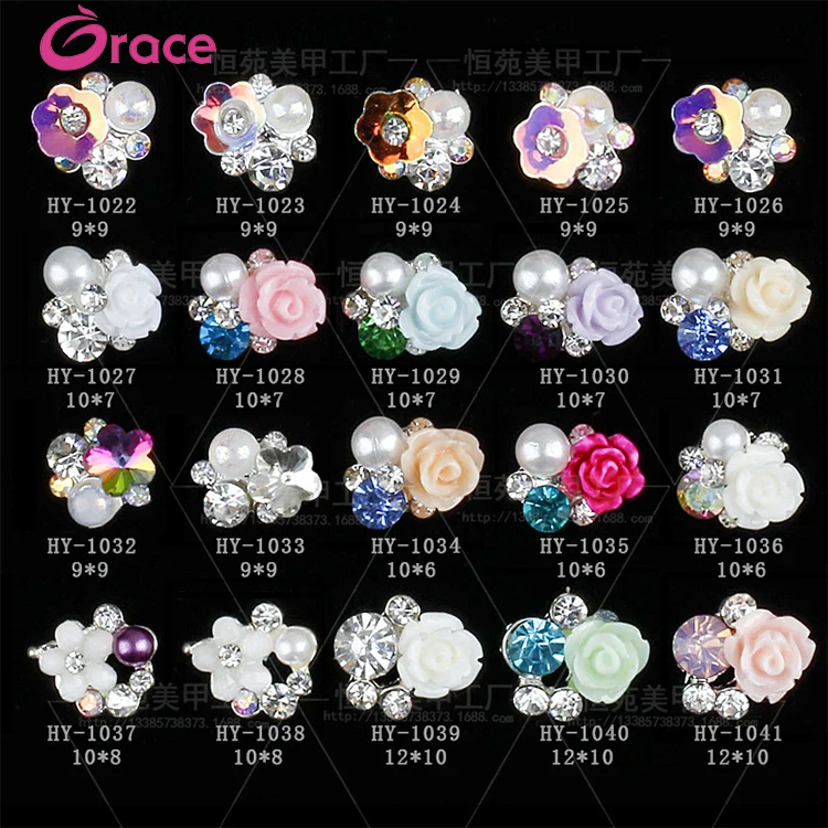 

HY1022-1041 Wholesale Crystal 3D Alloy Gem Nail Art Tips Decorations DIY Nail Art Designs, Choose