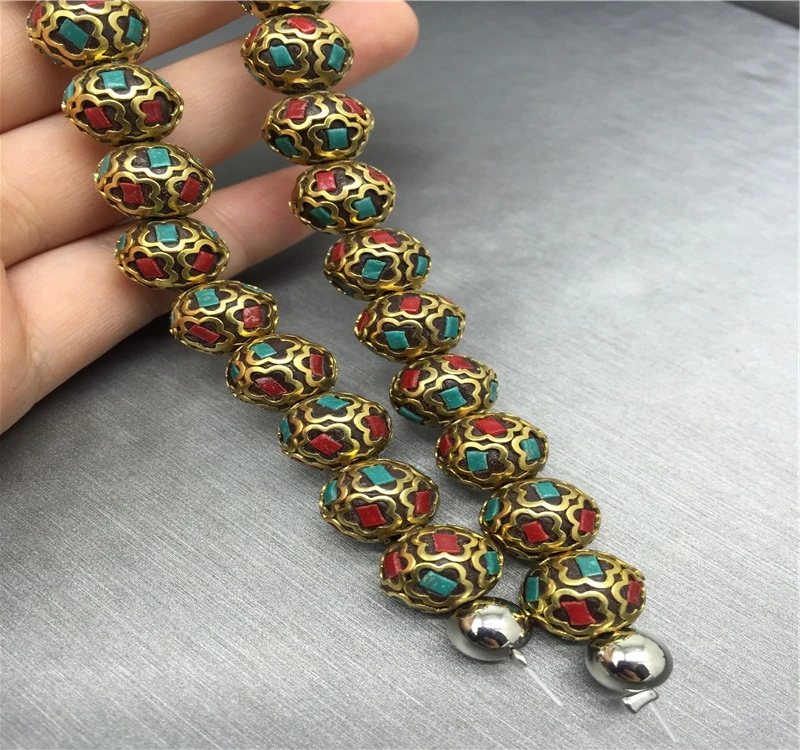 1/5Pcs Nepalese Tibetan Handmade Metal Copper Beads Nepal DIY Jewelry Supplies 