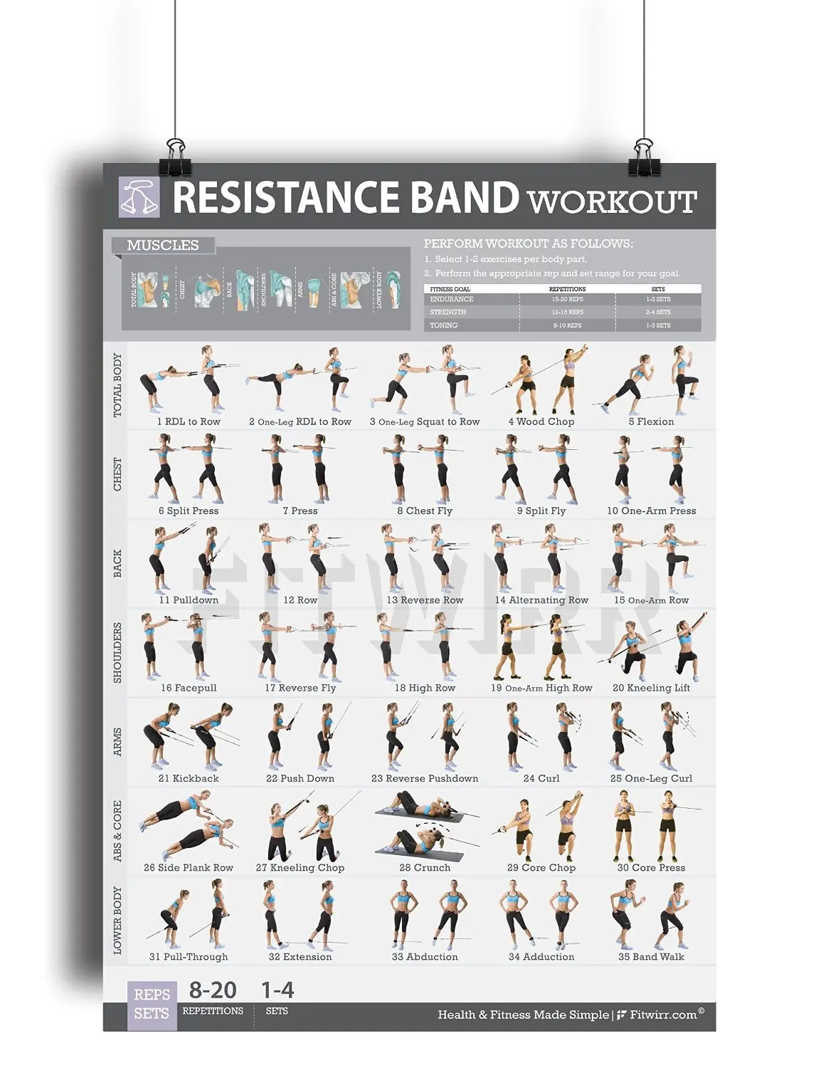 Buy Resistance Band/Tube Exercise Poster NOW LAMINATED Total Body