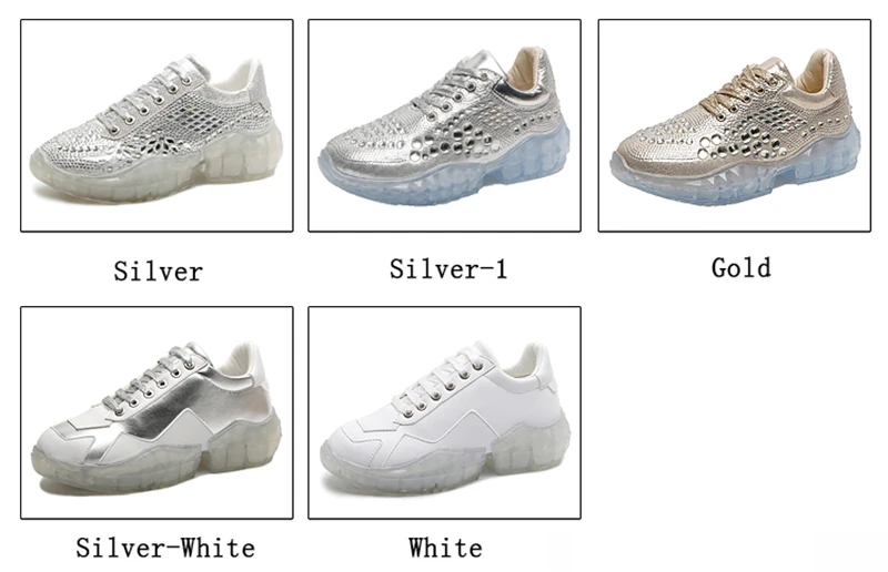 Topsion 2019 Fashion lady women heel platform silver glitter diamond dad balanciaga shoes