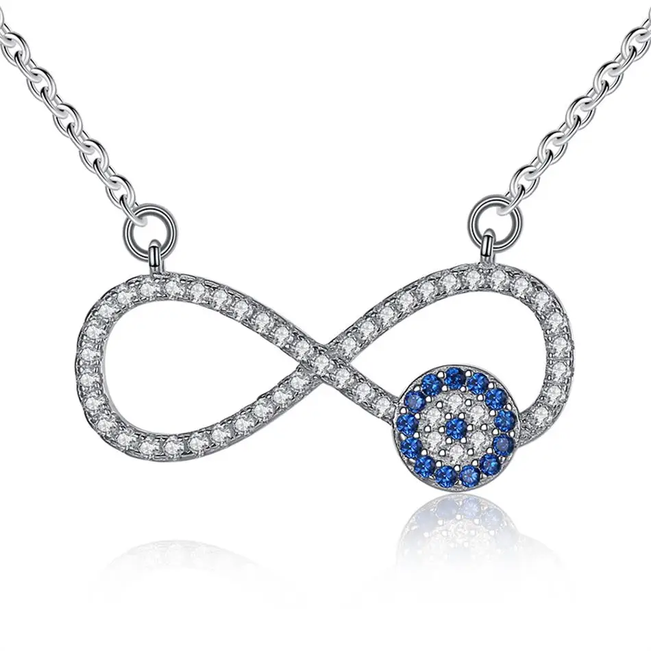 

Luxury Wholesale 925 Sterling Silver Infinity Pendant With Clear CZ Lucky Eye Necklace for Women Jewelry Best Gift