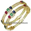 Diamond emerald ruby sapphire bangle, 18k gold multi gemstone bangle, Multicolored precious gemstone bangles