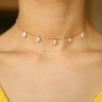 

wholesale drop shipping cz charm cz drop design choker marquise cz rose gold plated charm necklace