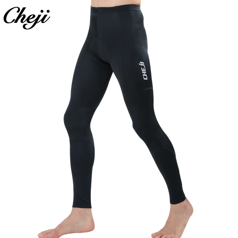 

CHEJI Hot Sale Cycling Long Pants Mens High Elastic Lycra Black Bike Pants With Reflective Bands Cycling Clothing