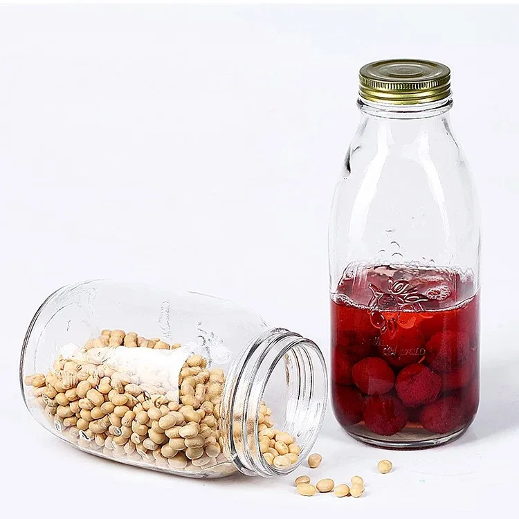 Wholesale Fashionable Transparent Beverage Glass Durable Bottles With Screw Cap