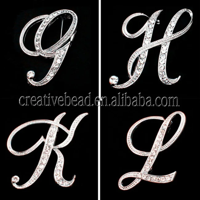 26 Letter For English Letter Rhinestone Brooch Pins For A