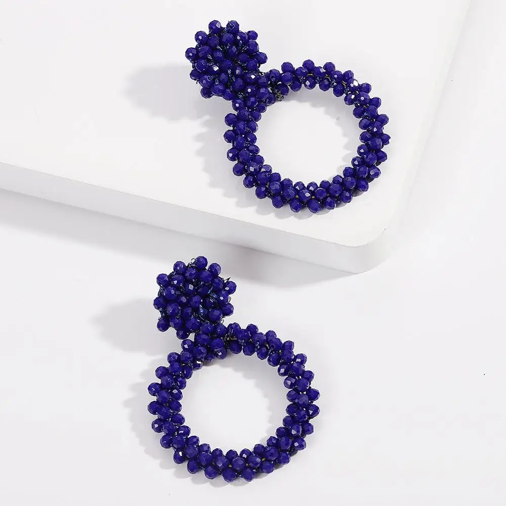 

Barlaycs 2019 Fashion Statement Bohemian Handmade Seed Beaded Hoop Earrings for Women Jewelry