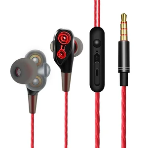 1.2m TPE wire 3.5mm plug super bass 4D Double Moving Coil dual drive unit two speakers earphone