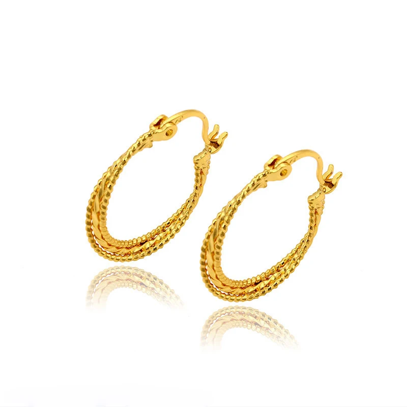 

Xuping imitation jewellery new design 24 carat brass gold plating hoop earrings for women