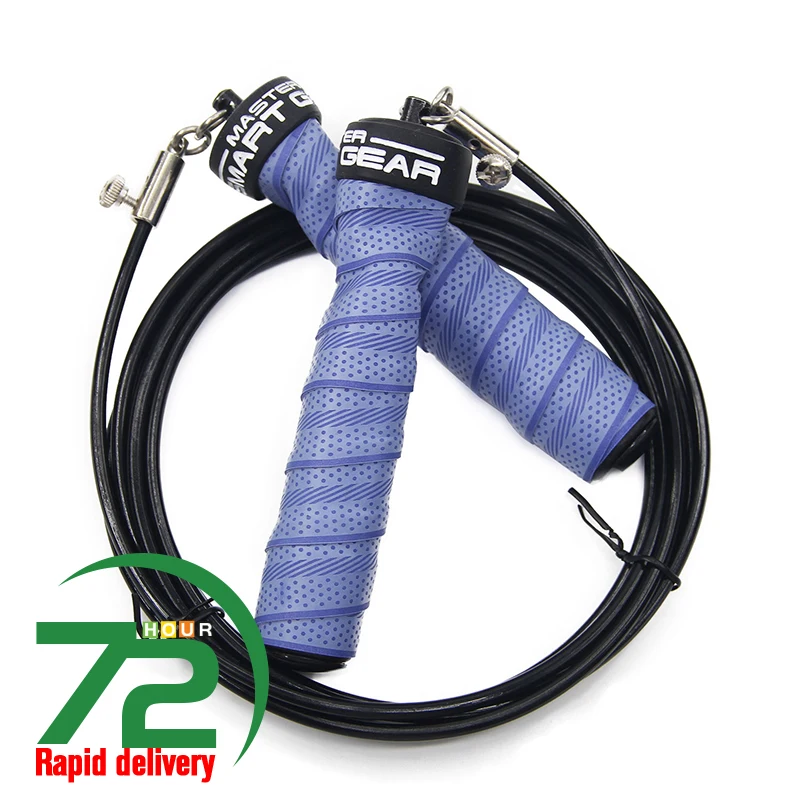 

In stock Wholesale Logo High Fitness Adjustable Sweatband Heavy Skipping Speed Jump Rope, Blue
