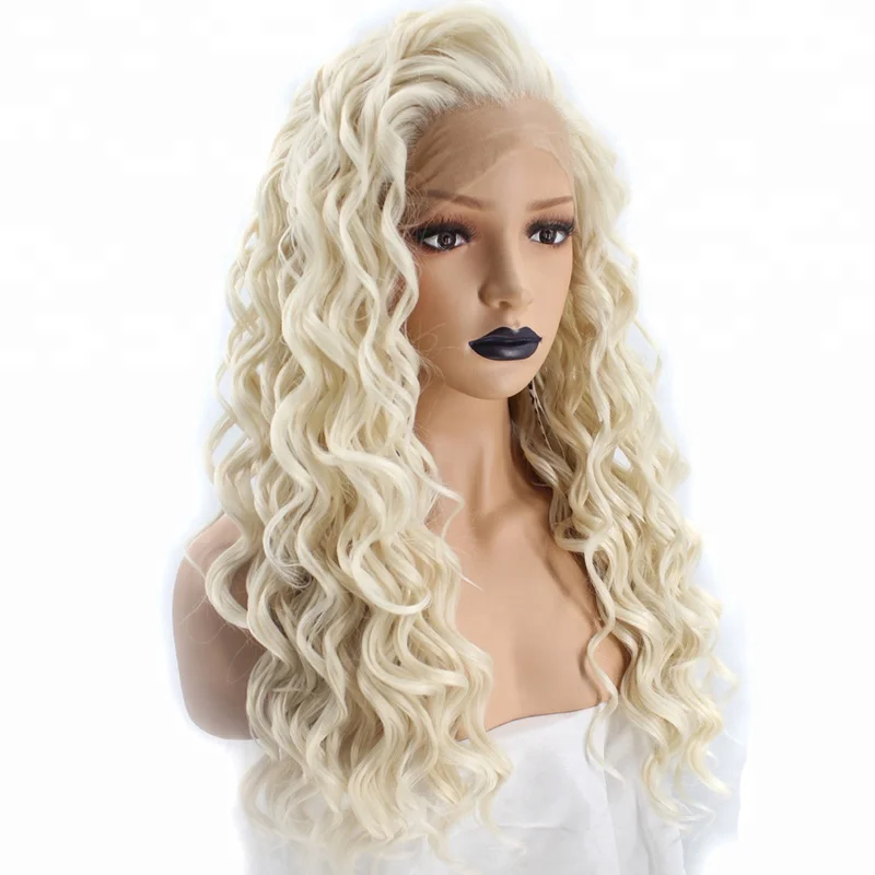 white blonde curly wig