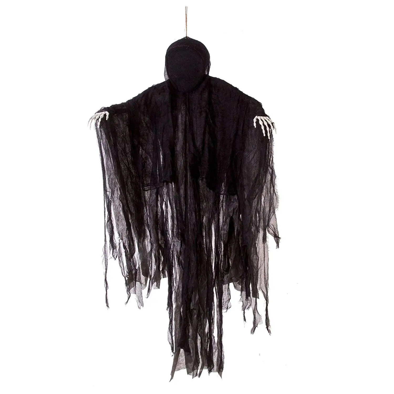 5 Ft Dark Hanging Grim Reaper, Faceless Ghost in Black Horror Robe for Best Halloween Hanging Decorations