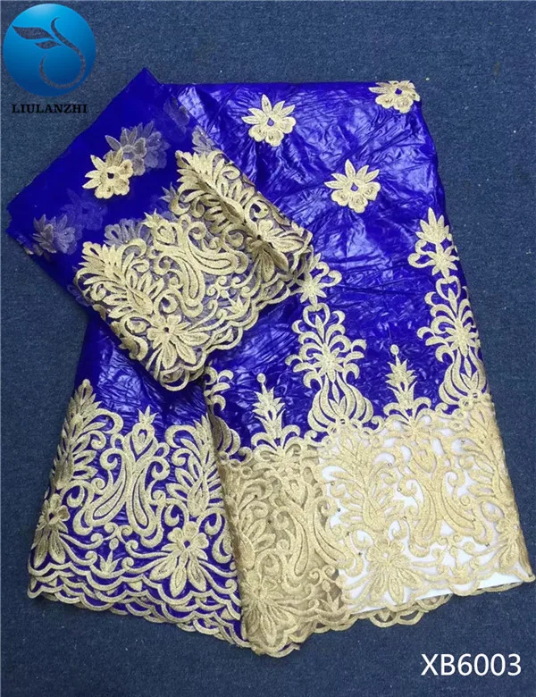 

LIULANZHI Latest royal blue bazin riche lace fabric with stones bazin riche getzner mix lace fabric for women dress 7yards XB60, Customized