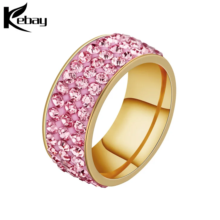 

Fashion women's jewelry of gold diamond wedding ring, Black/blue/green/red/pink