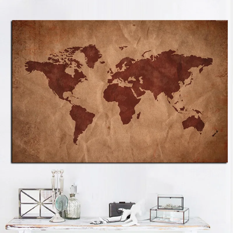 Abstract Vintage World Map Poster Canvas Print Painting Art Poster Wall Decor Picture Buy World Map Painting World Map Poster Painting World Map Poster Canvas Painting Product On Alibaba Com