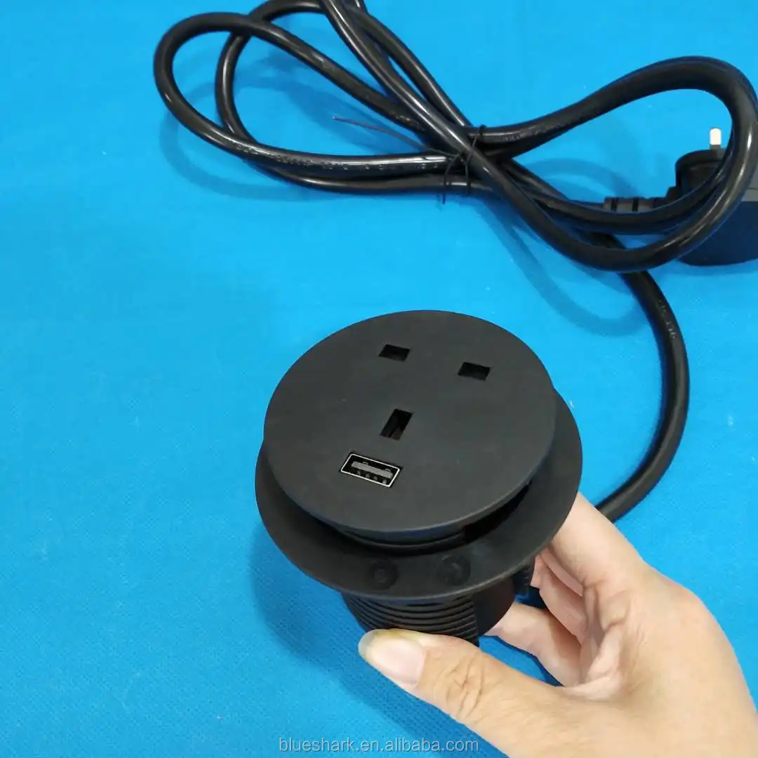 60mm Uk Power 2 Usb Office Sofa Charger Furniture Round Power Socket