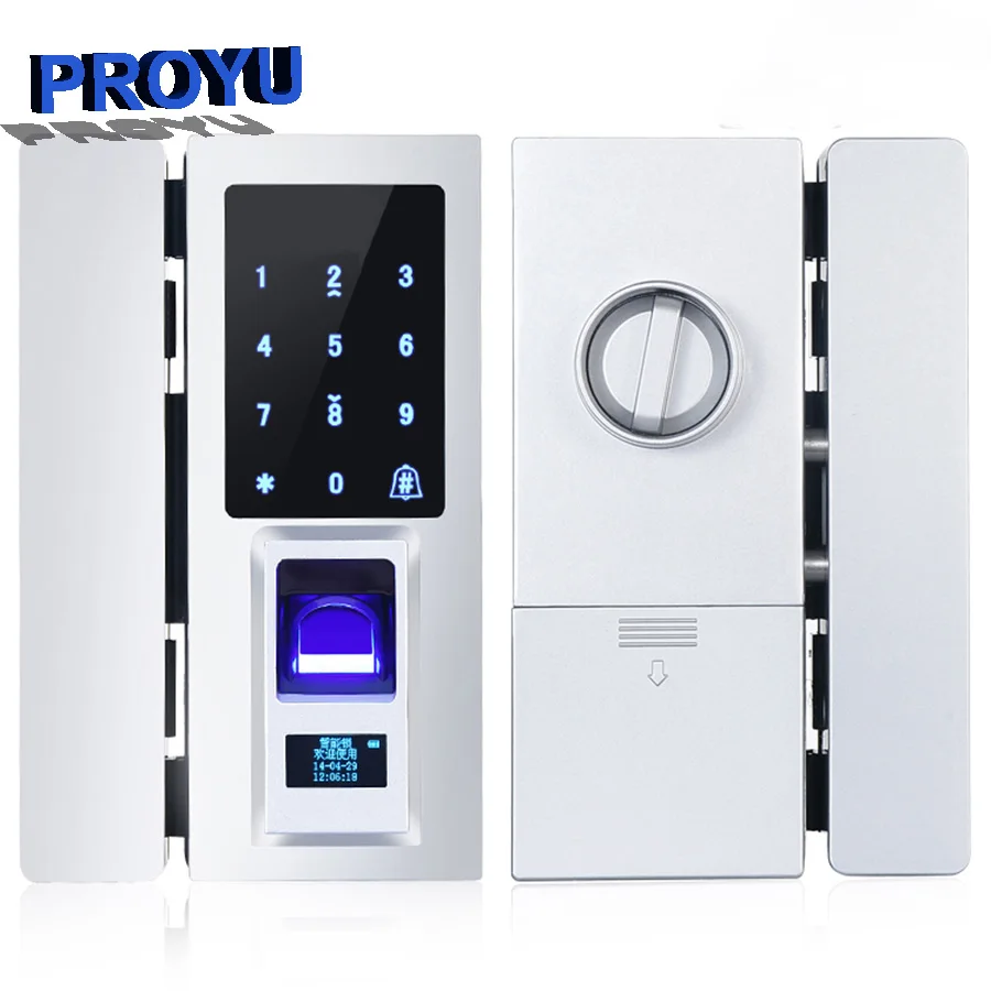 Proyu Handleless Glass Security Fingerprint +smart Card Door Locks Buy Biometric Fingerprint