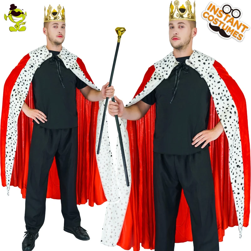 

Red Cape& Imperial Crown Party Role Play Costume Mens Luxury King Costumes, N/a