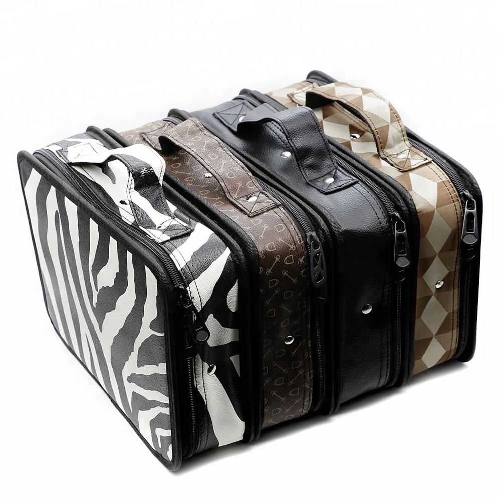 

Zebra Pattern Leather Hair Dressing Salon Barber Scissor Holder Comb Case Professional Hairdressing Tool Storage Bag, Picture