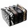 Zebra Pattern Leather Hair Dressing Salon Barber Scissor Holder Comb Case Professional Hairdressing Tool Storage Bag