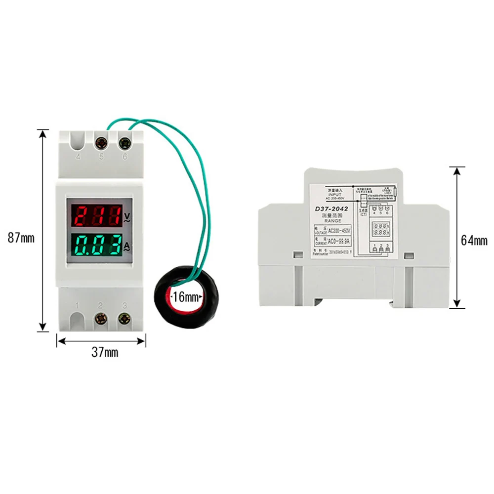 Rail Type Voltage Current Meter Digital Multimeter Voltmeter Ammeter