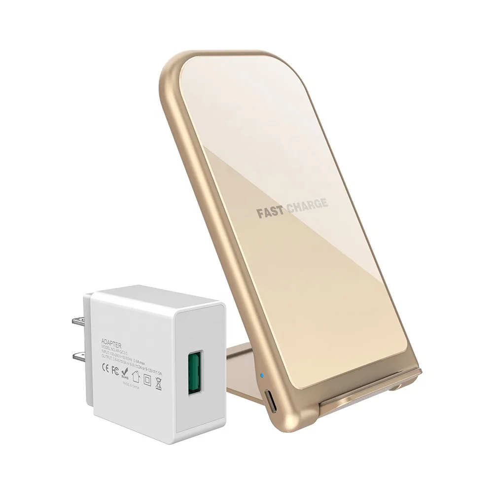 

2019 new trending products 10W QI certification dual coil wireless charger with stand, Any clor we can do