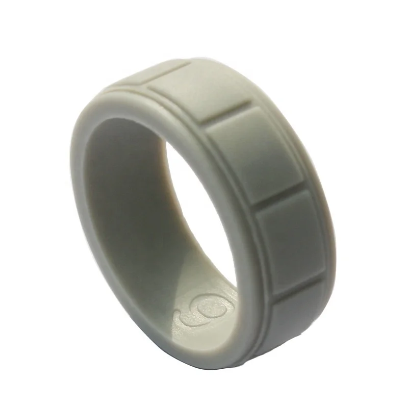 

8mm plaid pattern green black silicone rings outdoor sports wedding engagement ring