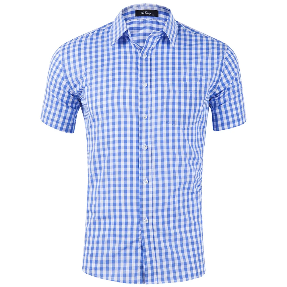 

Wholesale boutique Mens clothing 8 color Short Sleeve plaid check mens casual dress Shirts, As picture