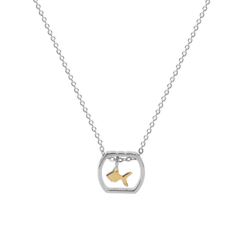 

Simple square hollow fish necklace cute marine clavicle chain