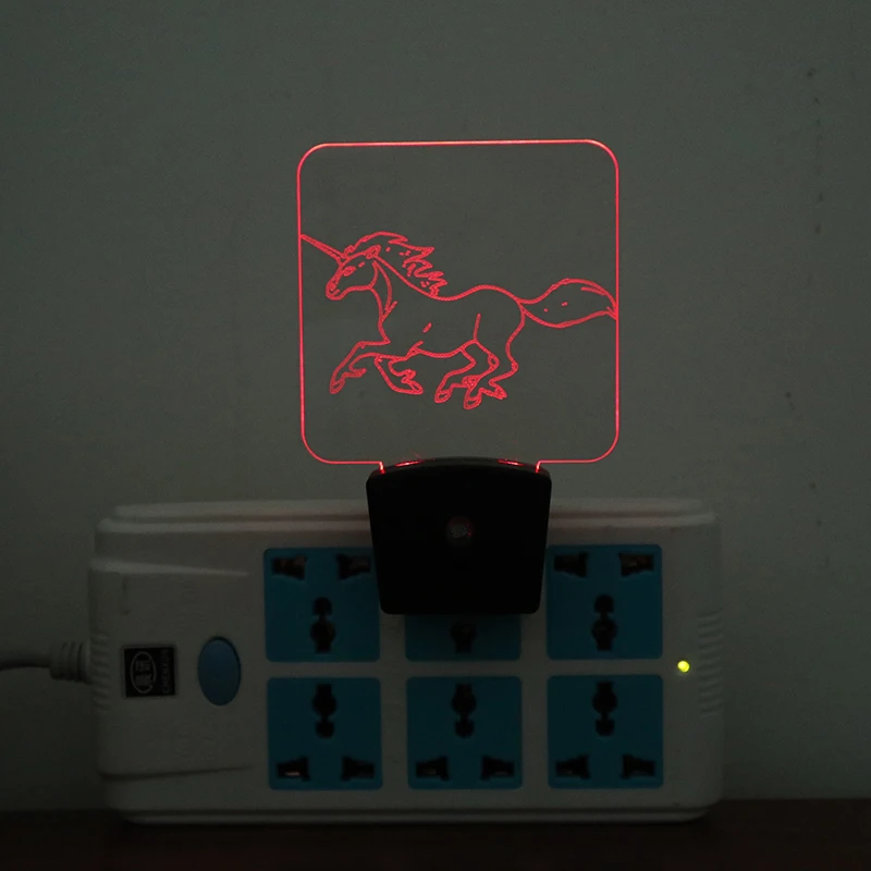 Automatic Nightlight Horse Unicorn Design LED Night Light Plug in Wall with Dusk to Dawn Light Photocell Sensor