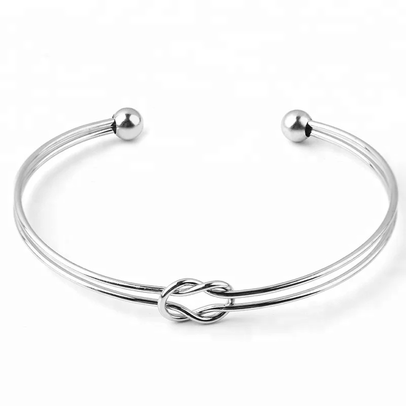 

Knot Cuff Lovely Bracelets & Bangles For Women Men Charm Heart Jewelry Stainless Steel Couple Bracelet, N/a