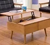 Wooden convert coffee table to dining table with top lifting